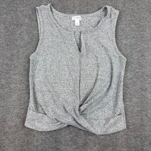 Flirtitude Active Tank Top Womens Large Gray Twist Front Notched Neck Sleeveless